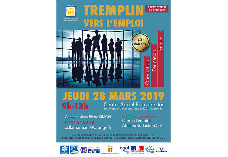 Le Centre Social Flamants Iris organise la 14ème édition du " Tremplin vers l'emploi" , le jeudi 28 mars