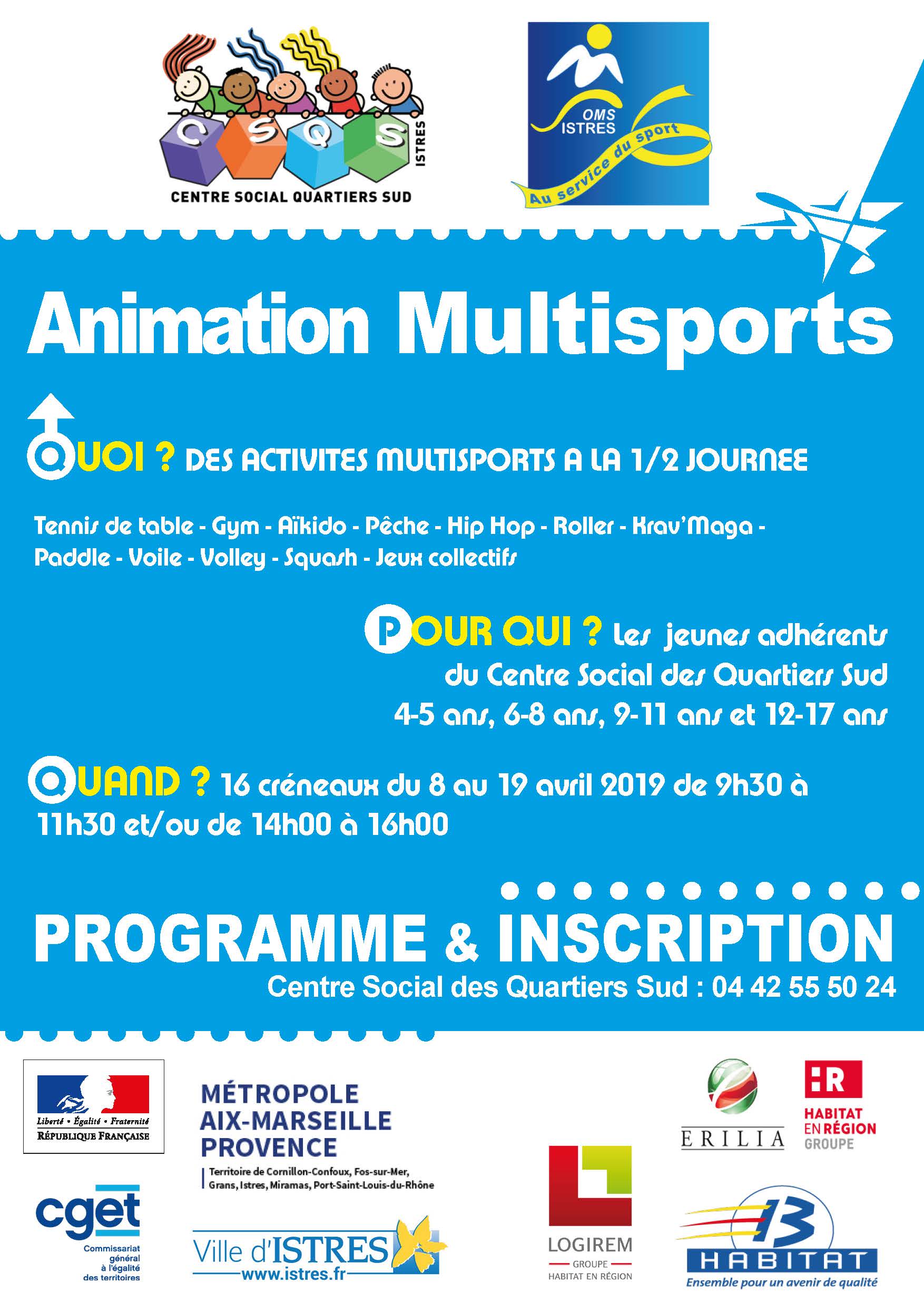 Animations multisports au Centre social des Quartiers Sud à Istres pendant les vacances d'avril