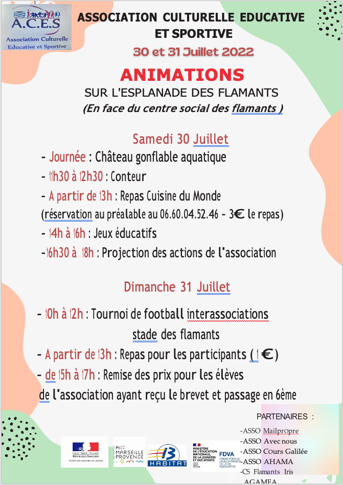 Animations sur l'esplanade des Flamants