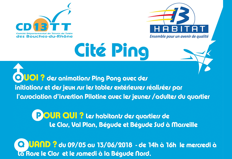 Animation "Cité Ping"  à Val Plan, à la Bégude et au Clos la Rose. Du 9 mai au 16 juin