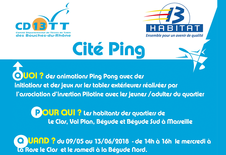 Animation "Cité Ping" à Val Plan, à la Bégude et au Clos la Rose. Du 9 mai au 16 juin