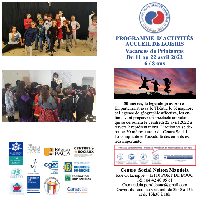 Le programme d’activités des vacances pour les 6-8 ans au centre social Nelson Mandela