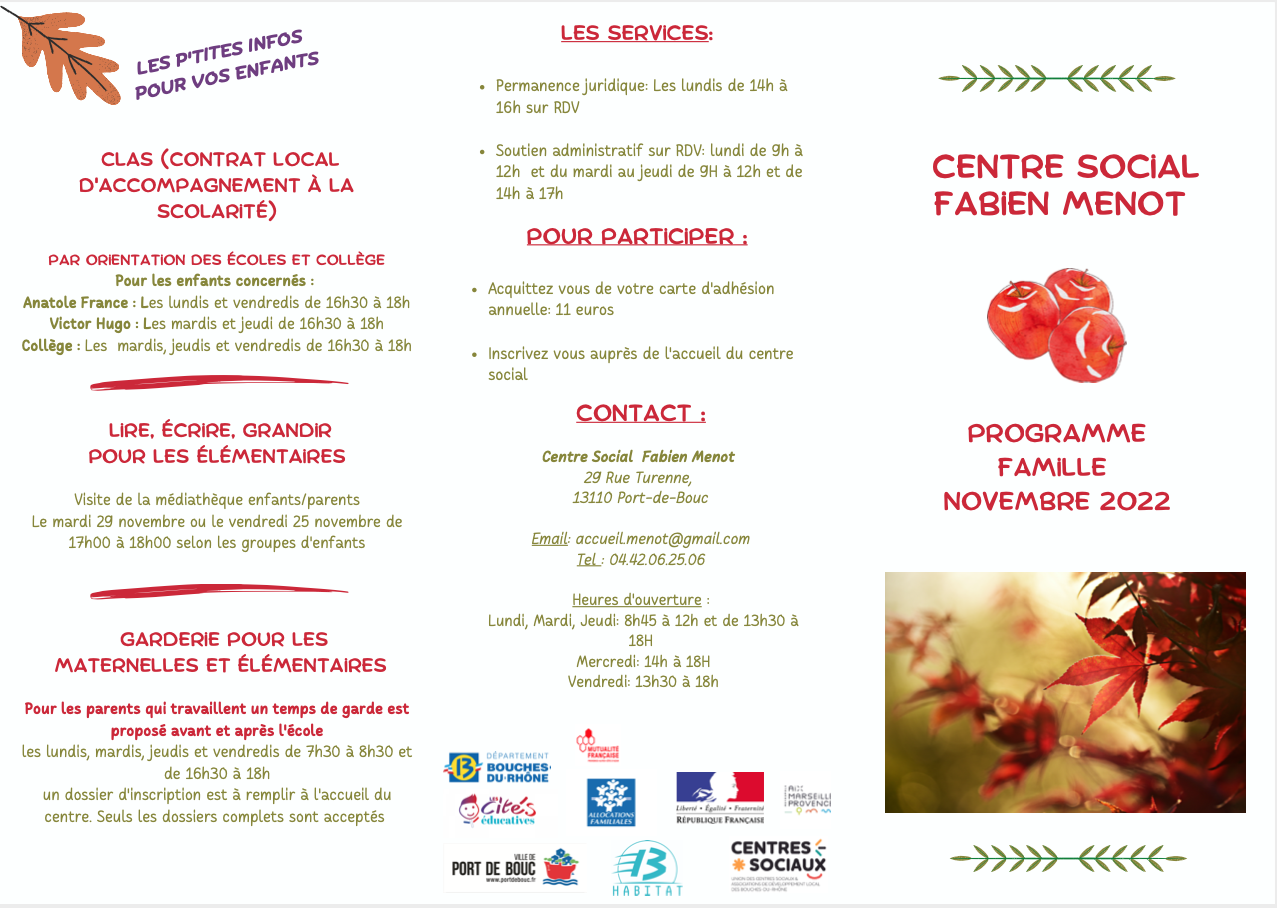 Programme enfance des mercredis au centre social Fabien Menot
