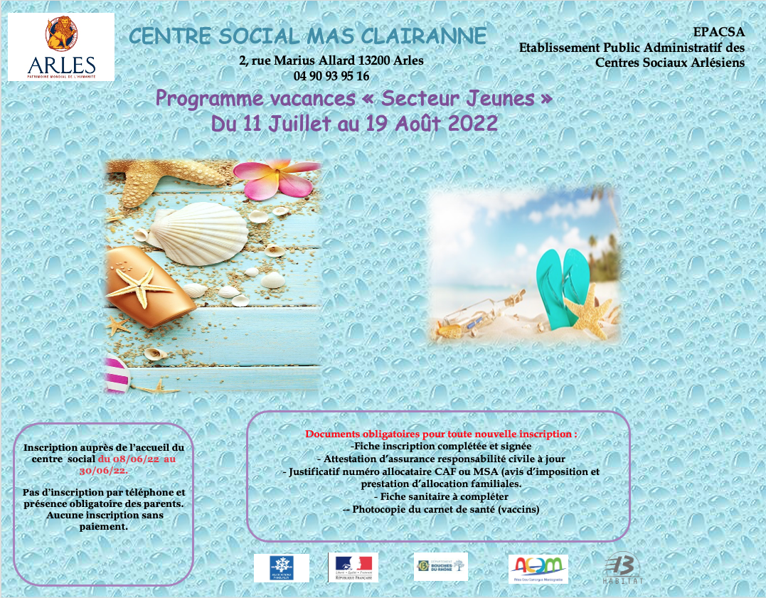 Programme vacances secteur Jeunes Mas Clairanne