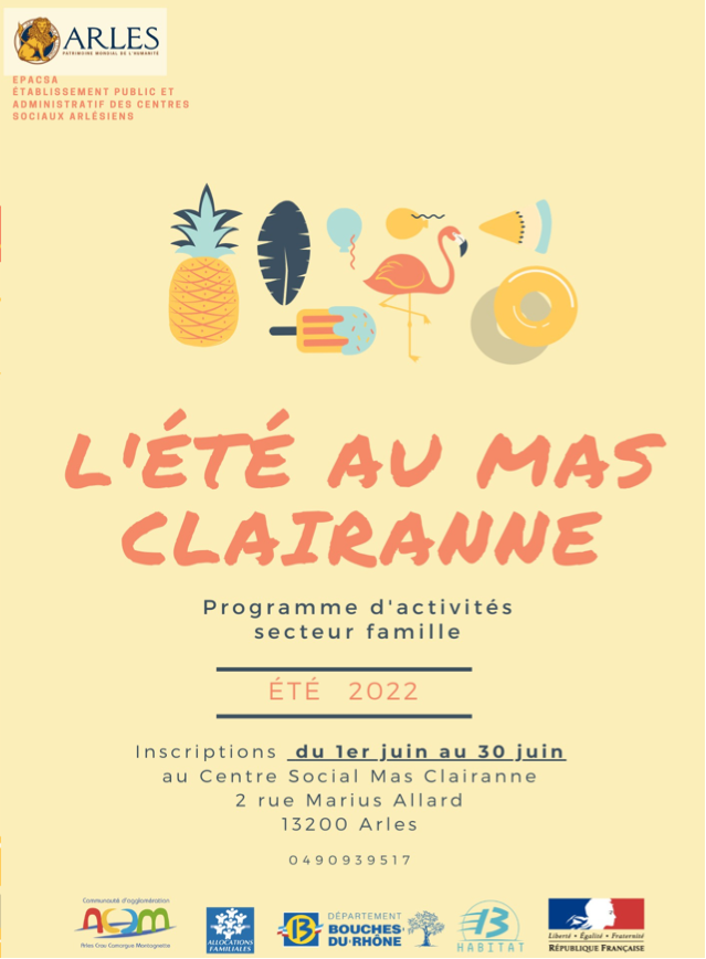 Programme famille de l'été au centre social Mas Clairanne.