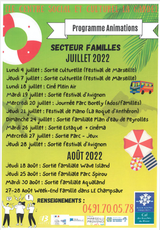 Programme animations centre social La Garde