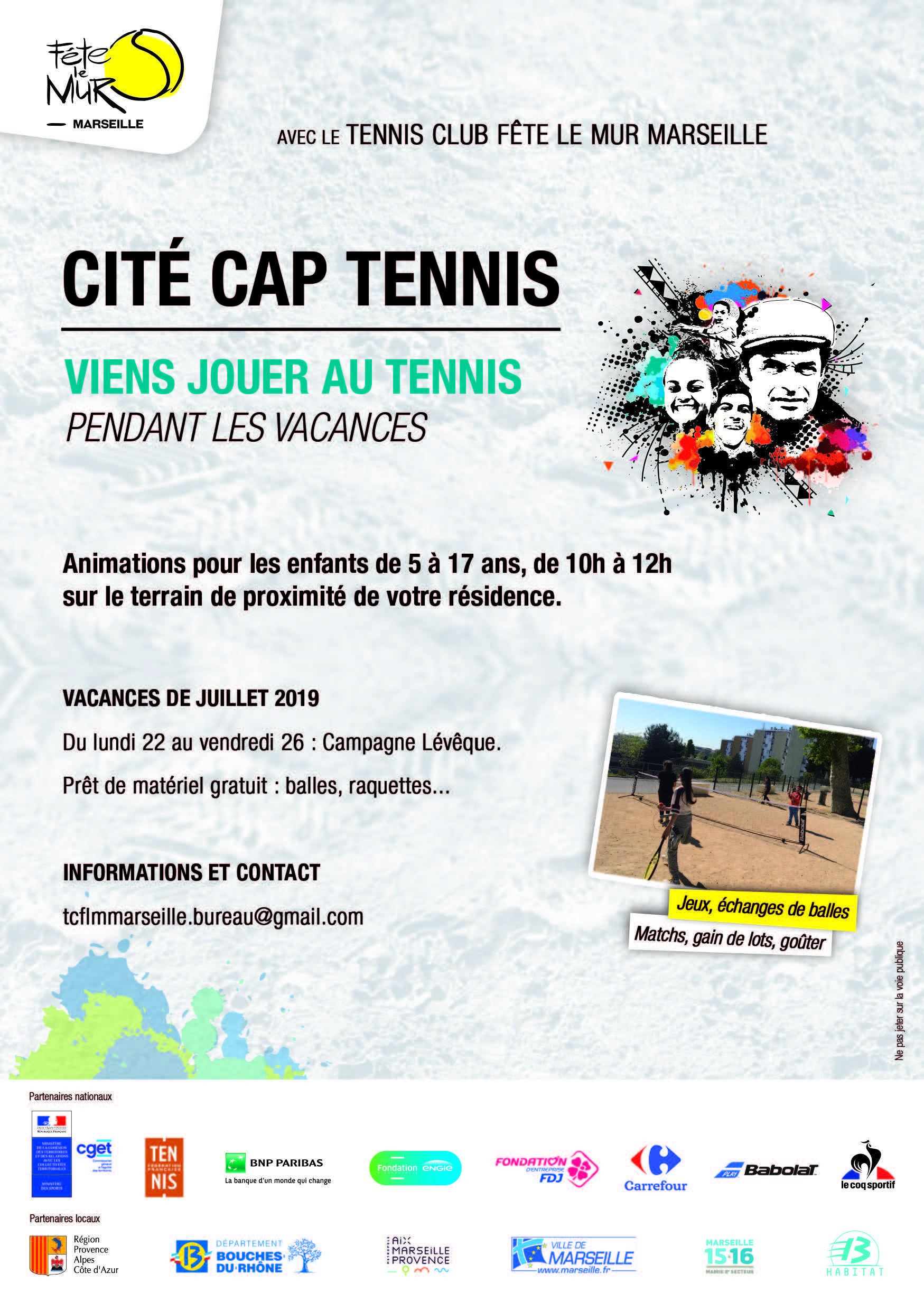 Cité Cap Tennis à Campagne Lévêque durant le mois de Juillet