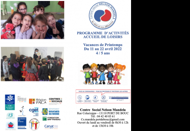 Le programme d’activités des vacances pour les 4-5 ans au centre social Nelson Mandela
