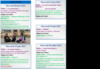 Le planning du mois de juin - juillet du centre social Mandela est disponible !