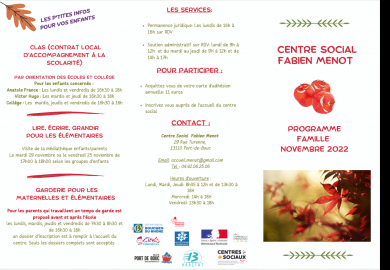 Programme enfance des mercredis au centre social Fabien Menot