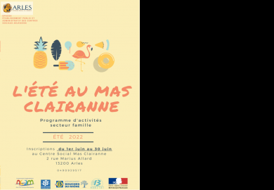 Programme famille de l'été au centre social Mas Clairanne.