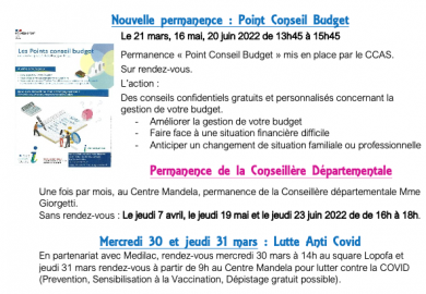 Nouvelles permanences au Centre Social Nelson Mandela